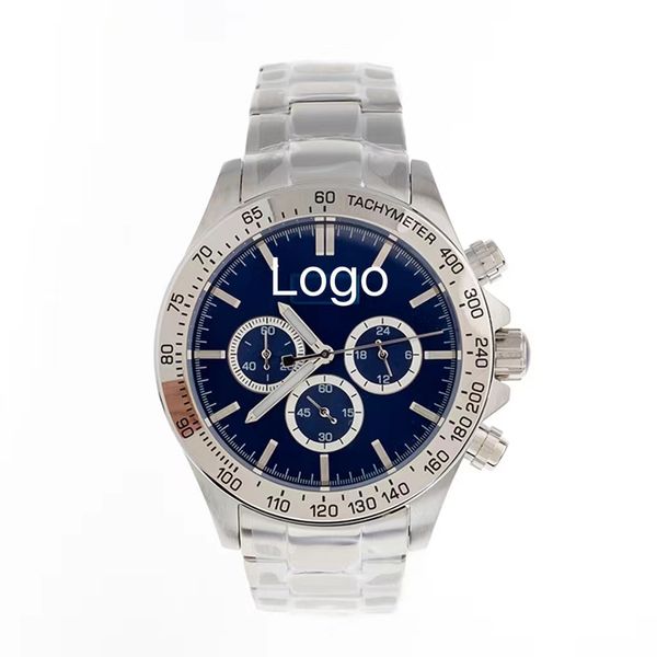 

2022 classic branded watches for men quartz chronograph relojes hombre stainless steel luxury 44mm waterproof sapphire luminous, Slivery;brown