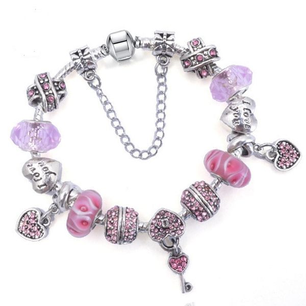 

fashion five petals flower style charm bracelets 925 sterling silver murano glass european charm beads fits bracelets purple heart locker ke, Golden;silver