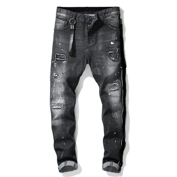 

mens luxury designer jeans denim black ripped pants the version fashion broken hole italy brand bike designerr5sf299t, Blue