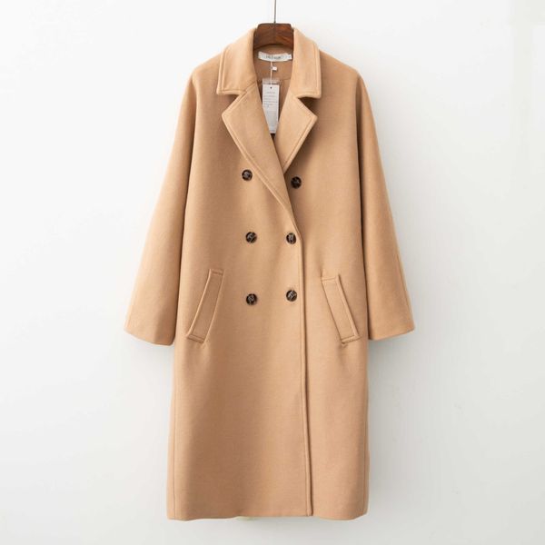 

women's fur faux fur 2022 winter women wool long coat casual overcoat t221105, Black