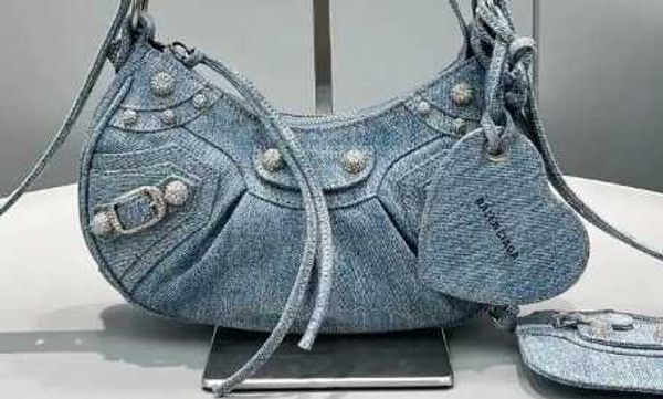 

aher max fashion lecagole leather balenicass biker bag ins net red same heavy industry denim willow nail half month motorcycle spice girl 20