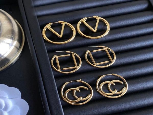 

fashion hoop earrings designer simple gold earring for man womens classic 4 styles 800076, Golden;silver