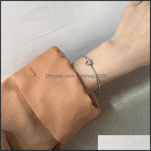 

bangle bangle 2022 minimalist metal copper knotted open gold for women girls gift party bijouxbangle drop delivery jewelry bracelets dhnat, Black