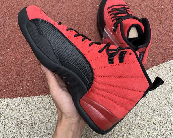 

brand shoes basketball real fiber designer 12s twist jumpman 12 reverse flu game university red black, White;red