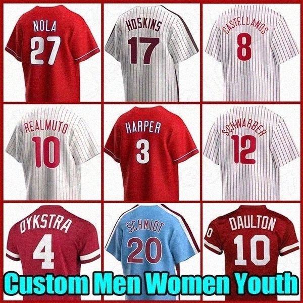 

phillies 3 baseball jersey bryce j.t. realmuto harper nick castellanos kyle schwarber rhys hoskins lenny mike schmidt dykstra aaron nola did, Black