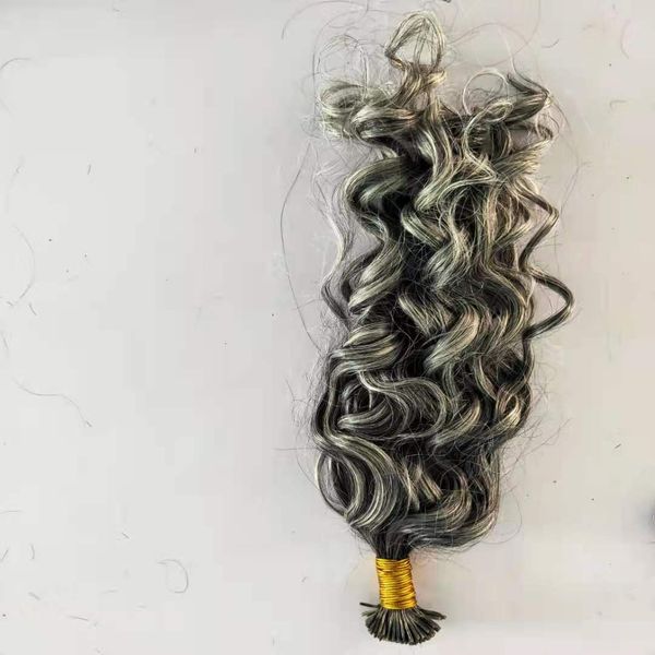 

12a virgin human hair bundle loc extensions supplier natural color salt and pepper micro link beads weft extension 0.7g/strand 100strand one, Black