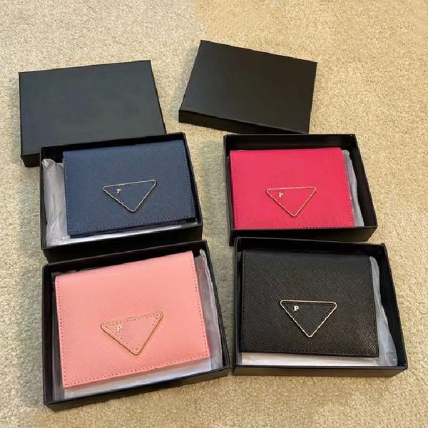 

designer wallet short card holder mini purse woman mens wallets luxury square holders triangle genuine leather fashion handbag clutch bags p