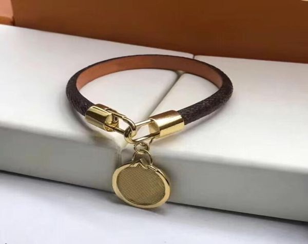 

designer bracelet classic flower plaid leather rope luxury gold and silver buckle bead bracelet men ladies couple fashion gifts hi4897901, Golden;silver