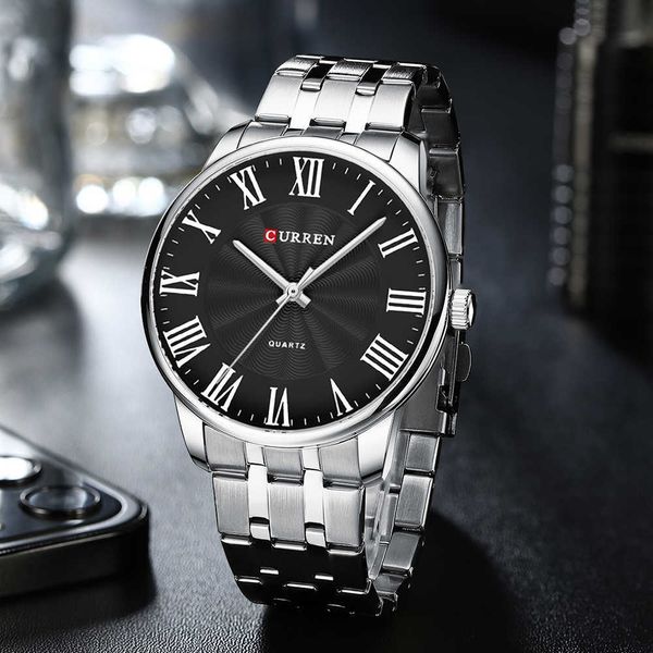 

watches cueern luxury classic men's watch fashion simple stainless steel dial exquisite casual sports quartz clock relogio masculino, Slivery;brown