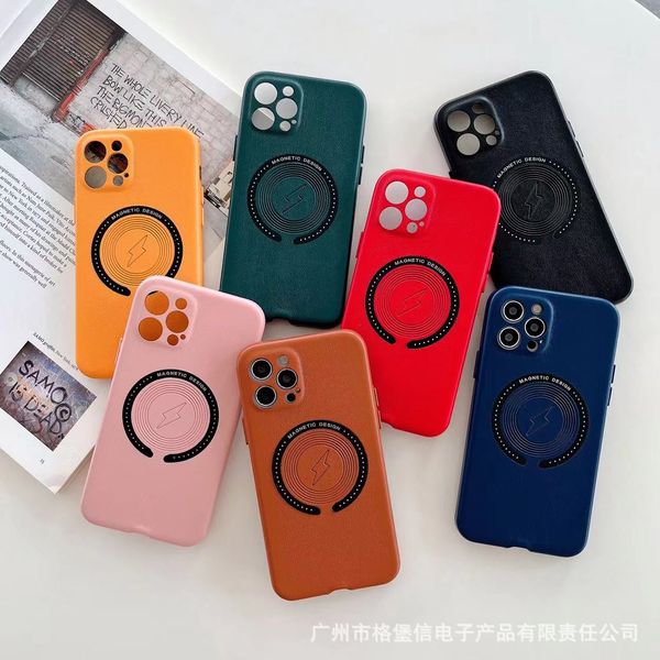 

magnetic leather phone case for iphone 14 pro max 13 12 mini 11 xr x xs pro 7 8 plus solid color protective shockproof cases