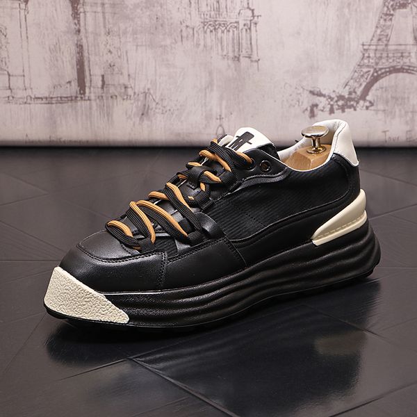 

european style dres party wedding shoes classic fashion breathable sports casual sneakers round toe thick bottom business leisure driving wa, Black