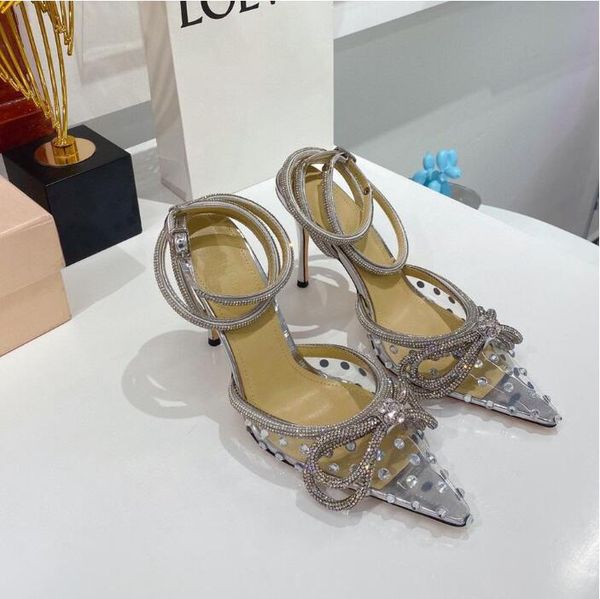 

pvc pumps shoes sandals dress shoe factory footwear double bow rhinestone crystal-embellished spool heels women luxurys designers evening an, Black