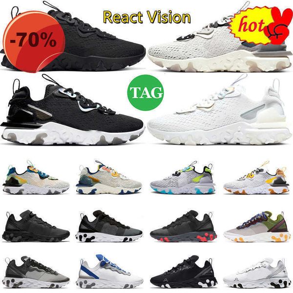 

react vision running shoes element 55 87 men women triple black white iridescent vast grey honeycomb phantom mens trainers sports sneakers