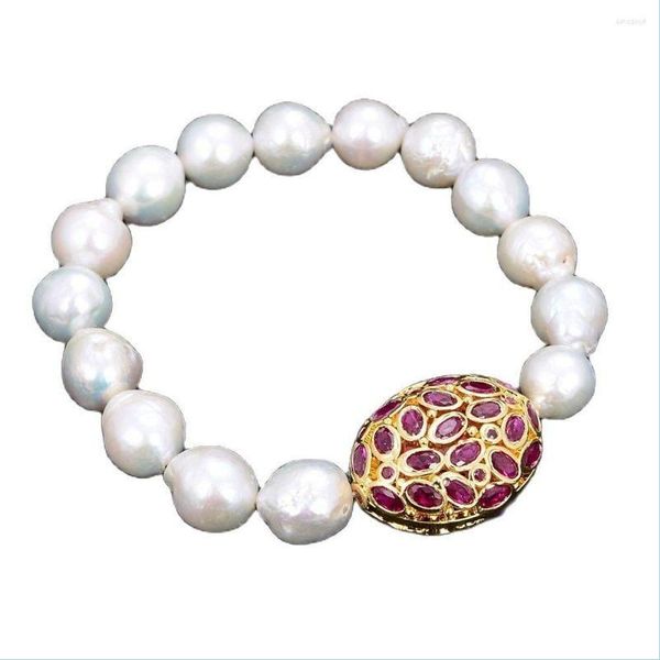 

beaded strand jk natural 14x16mm keshi pearl red cz goldplated beads bracelet drop delivery jewelry bracelets dh90s, Black