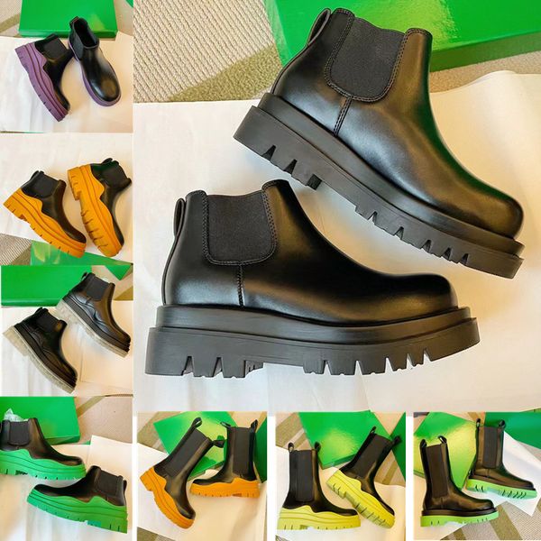 

womens boots thick boot fashion anti skid platform boots rubber outdoor martin ankle designer 35-45, Black