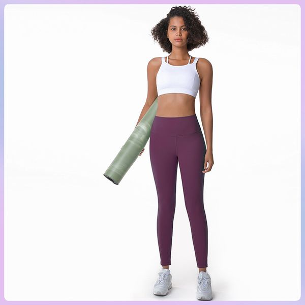 

yoga outfit lu-1903 new double-sided sanded for nude yoga pants high waist hip-lift