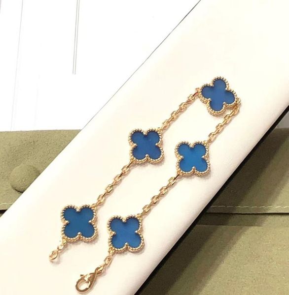 

luxury clover designer fashion charm bracelets for girls women 18k gold sweet blue brand bracelet wedding party jewelry5645957, Golden;silver