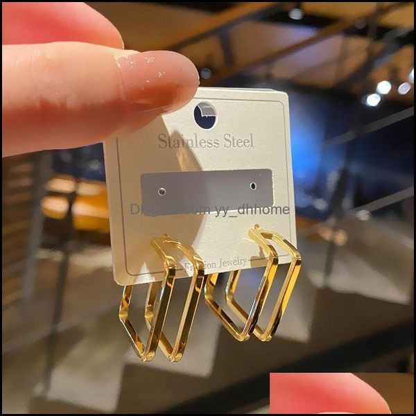 

stud stud trendy gold plated stainless steel square earrings for women jewelry minimalist earings woman birthday gift ear accessorie dhzjk, Golden;silver