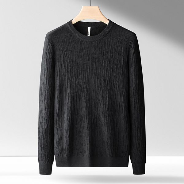 

men's sweater casual fashion solid color trend versatile round neck, White;black