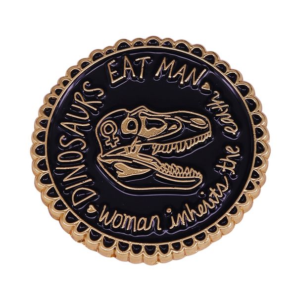 

jurassic park inspired button badge beautiful feminist girl power jewelry, Blue