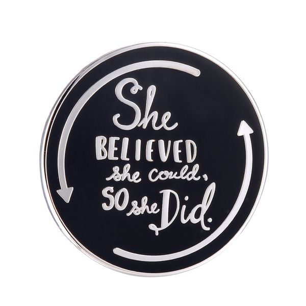 

she believed button badge positive inspirational accessory, Blue
