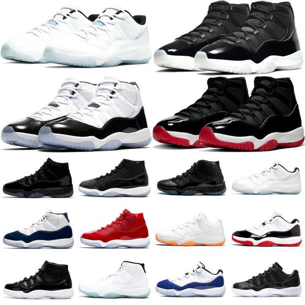 

2022 cool grey 11 11s mens basketball shoes 25th anniversary low legend university blue white bred cap and gown men women sneakers jordas ai, Black