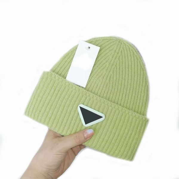 

designer beanie winter hat mens brim quality fashion hats triangle sign knitted hat keep warm women badges bucket cap caps outdoor cashmere, Blue;gray