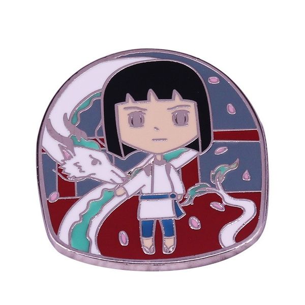 

spirited away white dragon cute animation theme badge japanese anime brooch cartoon enamel pin backpack clothes accessories gift, Blue