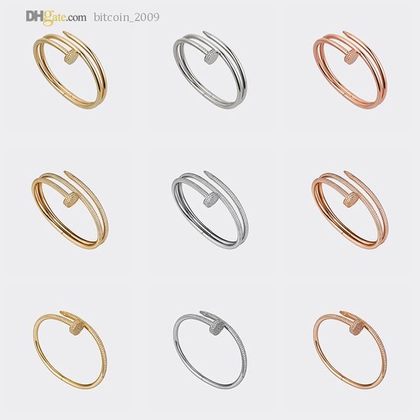 

nail bracelets women designer bracelet mens bangle diamond 2.0 luxury jewelry titanium steel gold-plated never fade not allergic gold/silver, Black
