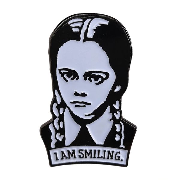 

i am smiling' wednesday addams enamel pin gothic cult tv fans gift, Blue