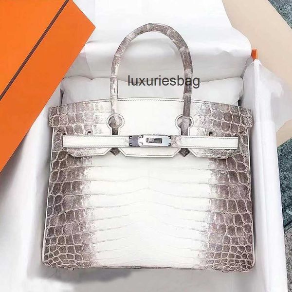 

fashion bag birkins leather herme handbags himalayan crocodile bk25 30himalaya lock buckle women handsewn hand