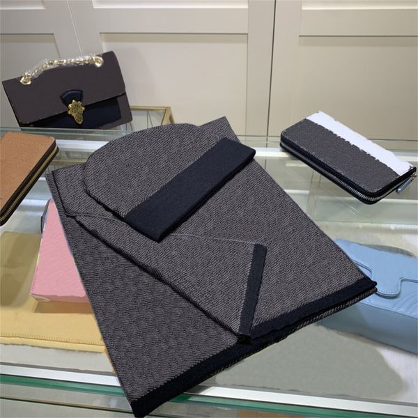 

luxury hat scarf set for beanies men women winter 2 piece gloves design caps shawl designer hats scarves bonnet pour hommes wool fashion bea, Blue;gray