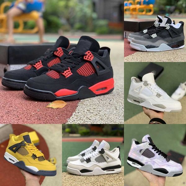 

2023 jumpman red thunder 4 4s basketball shoes university blue mens military black cement cat cream sail white oreo bred infrared cool grey