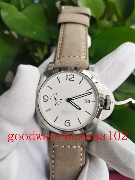 

new version men's fashion wristwatches 44mmwhite frosted surface tray automatic mechanical 2813 movement leather strap bands excellent, Slivery;brown