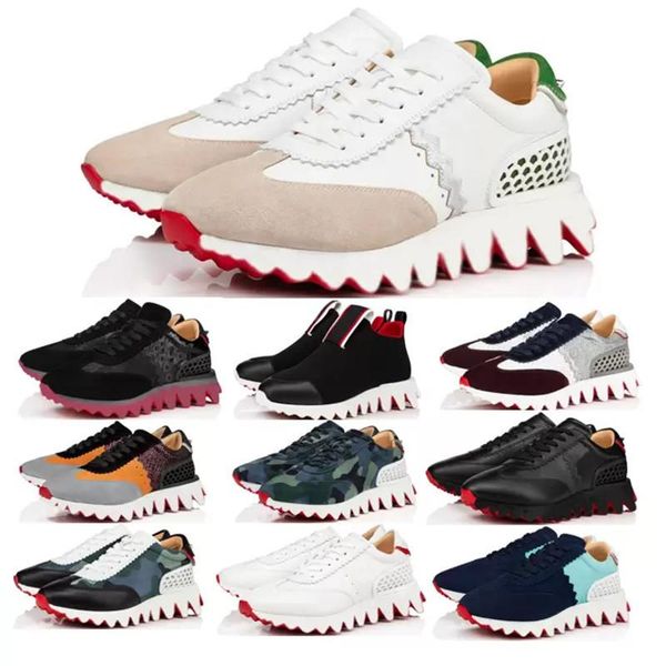 

christians red-bottoms loubishark casual shoes men women platform sneakers designer outdoor couple sports shoe luxury fashion low sne fij, Black