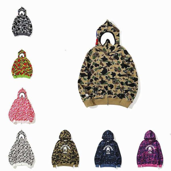 

sharks design hoodies large size mens womens fashion men deisigners hoody sporty camouflage pattern jacket man casual, Black