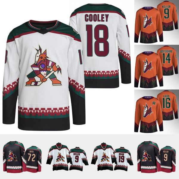 

arizona coyote 18 logan cooley jersey 9 clayton keller shane doan jeremy roenick nick schmaltz jason zucker karel vejmelka matt villalta and, Black;red