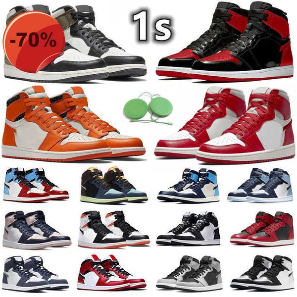 

1 1s mens basketball shoes sneaker bred patent dark mocha newstalgia yellow royal silver toe university blue starfish pine green men women, Black