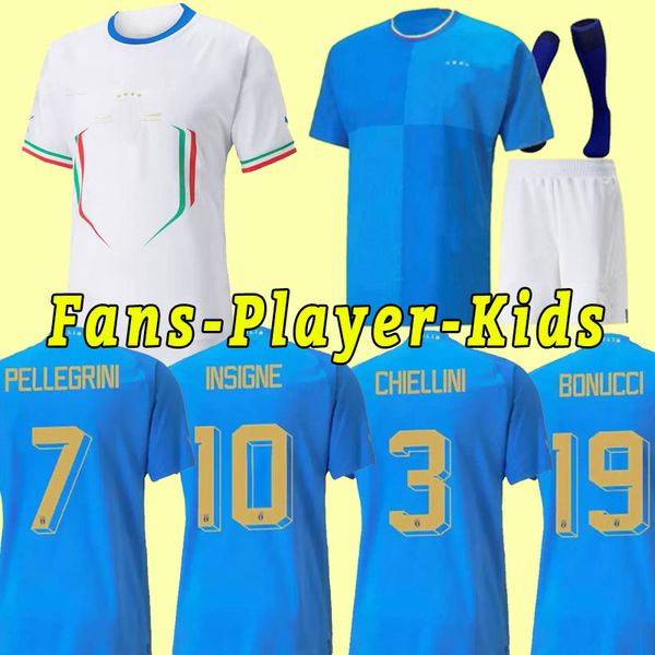 

22 23 bonucci home soccer jersey 2022 2023 italys home insigne italia verratti chiellini chiesa barella football shirts fans player version, Black;yellow