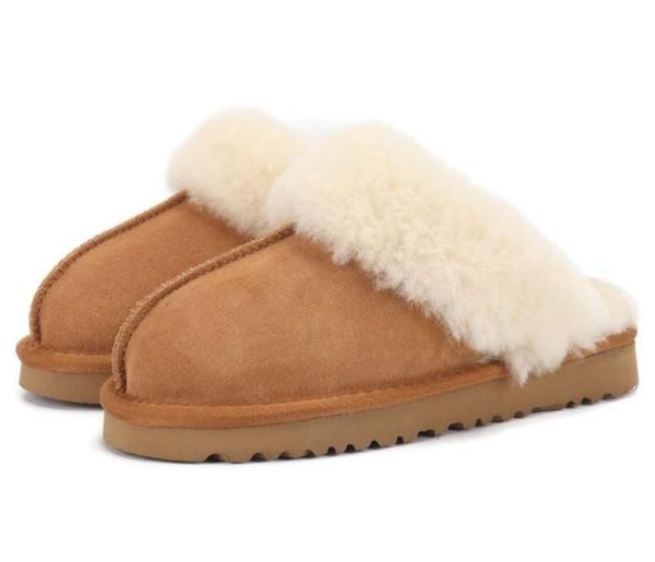 

womens slippers fur slides classic ultra mini platform boot tasman slip-on les petites suede wool blend comfort winter designer booties 35-4, Black