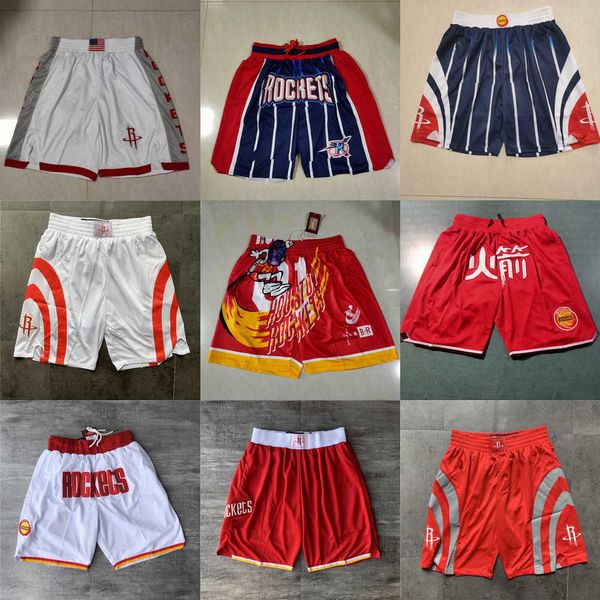 

houston''rockets''men throwback basketball shorts pocket white, Black