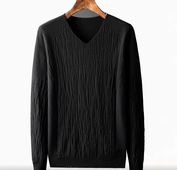 

men's sweater large casual fashion solid color trend v-neck versatile, White;black