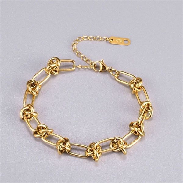 

european and american individual titanium steel charm bracelets metal fashionable knot classic fashion girl wrist jewelry gift ac438, Golden;silver