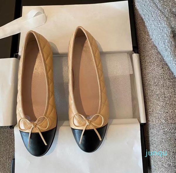 

ballet flats ccs classic women basic leather tweed cloth two color spliced bow toe casual shoes nude womens sneaker shoe stage 35-41, Black