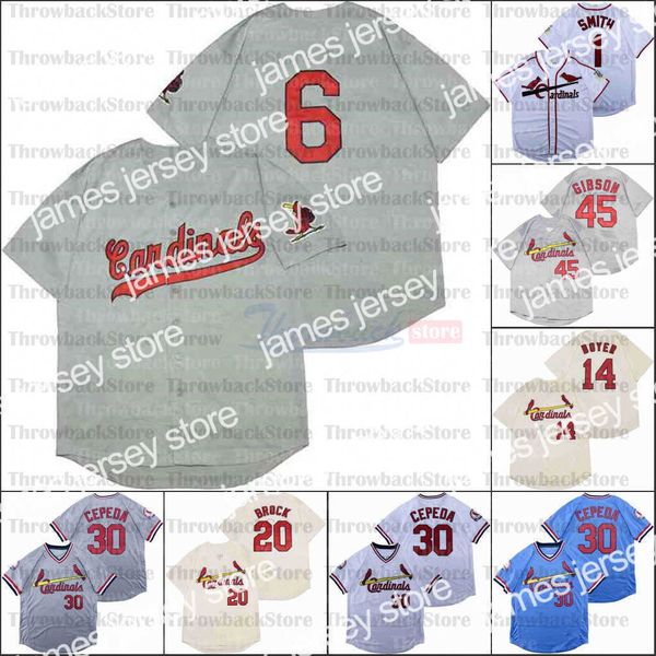 

baseball jerseys retro baseball 1967 1982 and 1992 home jersey 45 gibson 1 o.smith 30 cepeda 24 herzog 18 shannon 14 boyer, Blue;black
