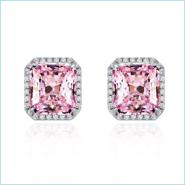 

stud stud 925 sterling sier 10x11mm pink gemstone wedding engagement fine jewelry romantic cocktail earrings for women drop delivery dhqg8, Golden;silver