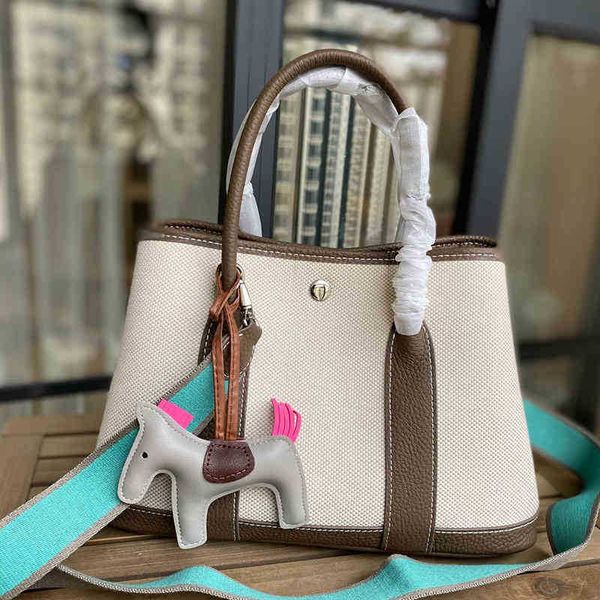 

h bag classic leather designer h ermese bag garden women s 2022 canvas garden contrast tote shopping fashion one shoulder portable large cap