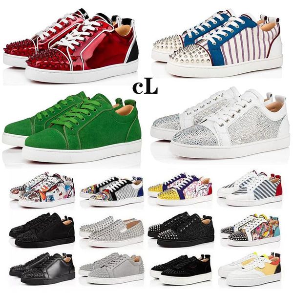 

christians red-bottoms casual shoes nail low sneakers men and women designers black white camouflage green sequins grey pink lea pil