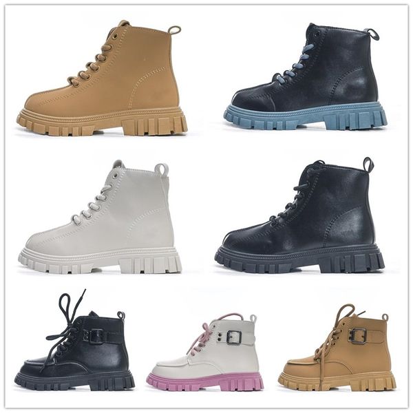 

2022 kids shoes snow cat boots toddlers children girls boys trainers leather with footwear designer sneakers youth shoe winter size 27-35, Black