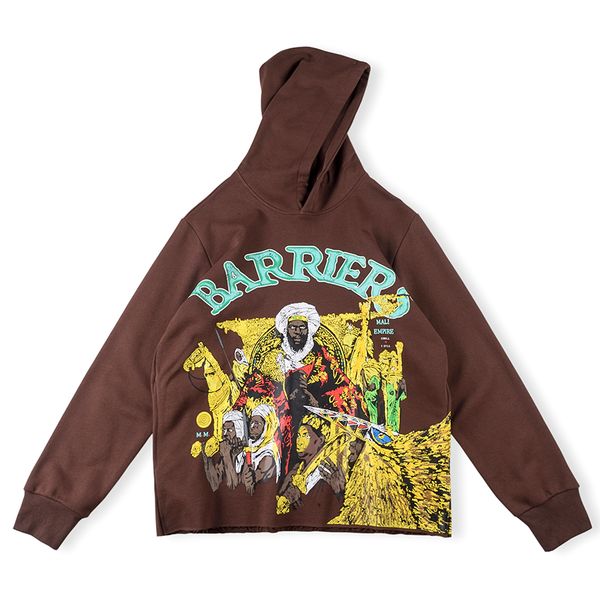 

sweatshirts hoode barriers brown printed oversized fleece men's hoodies & sweatshirt, Black;brown